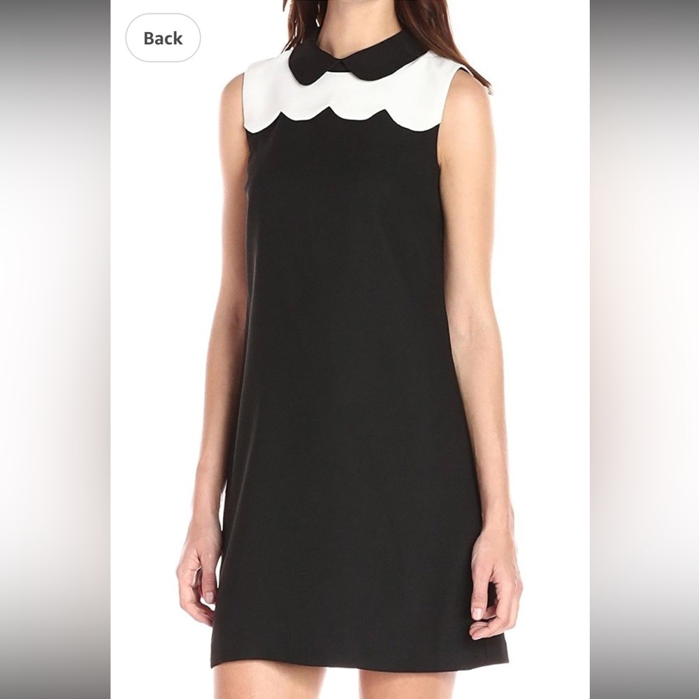 CeCe Black and White Scalloped Collar Dress Size 4